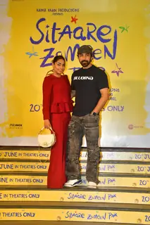 Samita Bangragi and Ashish Chowdhry snapped at the screening of 'Sitaare Zameen Par'