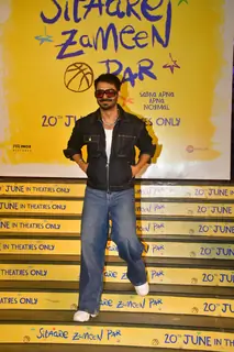 Aparshakti Khurana snapped at the screening of 'Sitaare Zameen Par'