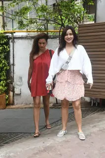 Neha Sharma and Aisha Sharma  snapped outside restaurant in Bandra