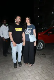 Aamir Khan and Gauri Spratt  snapped at Juhu PVR