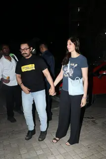 Aamir Khan and Gauri Spratt  snapped at Juhu PVR