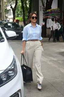 Mrunal Thakur spotted outside cafe in Bandra