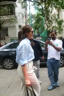 Mrunal Thakur spotted outside cafe in Bandra