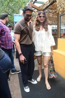 Ayushmann Khurrana and Tahira Kashyap Khurrana  snapped outside a restaurant in Bandra
