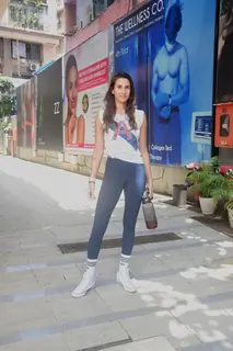Pragya Jaiswal spotted outside a gym in Bandra
