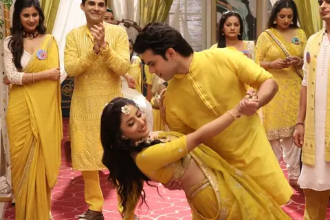 Prarthana and Ansh’s haldi ceremony BTS from the sets of Anupmaa