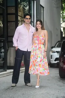 Sidharth Malhotra and Janhvi Kapoor spotted at Maddock office promoting their film Param Sundari