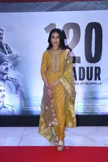 Dhanashree Verma snapped at the premiere of 120 Bahadur