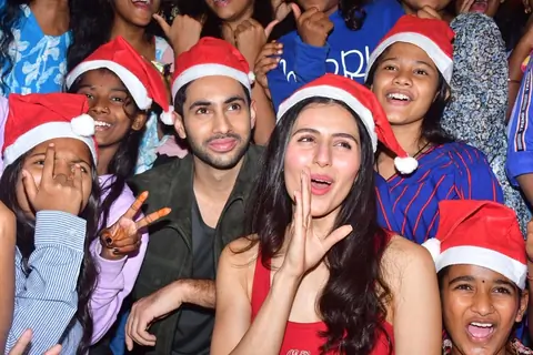 Agastya Nanda and Simar Bhatia attend a special screening of Ikkis for kids from an NGO