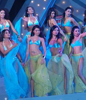 Contestants of the Gladrags Mega model contest 2007 performing on the swim suit during the Gladrags Mega Model and Manhunt Contest 2007 in mumbai on saturyday night