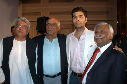 Javed,Karan Johar and Yash Chopra unveils new comfortable seats in the Jet Airways