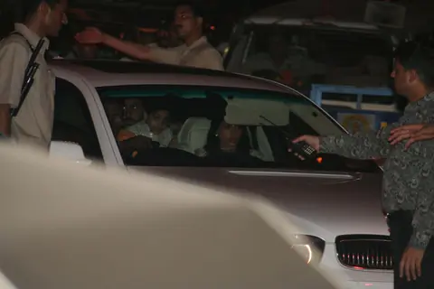 Abhishek Bachchan arriving at the sangeet ceremony with sister Shweta