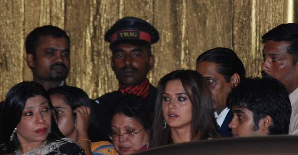 Preity Zinta arriving at the Aishwarya Rai & Abhishek Bachchan wedding sangeet ceremony