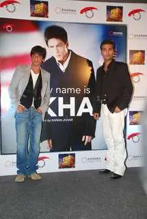 Bollywood actors Shah Rukh Khan and directed Karan Johar at &quot;My Name is Khan&quot; Press Meet, in Mumbai