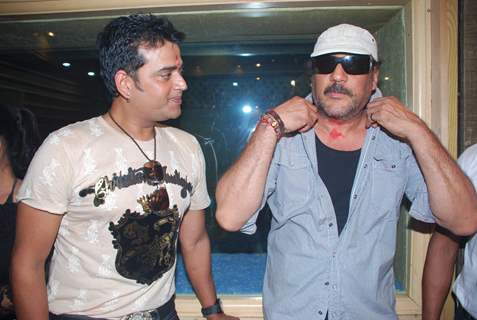 Jackie Shroff with Ravi Kissan in Bhojpuri film &quot;Balidan - mahurat at soundcity&quot; at Sound City
