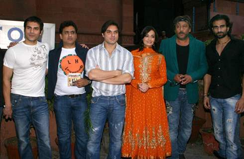 Sohail Khan, Dia Mirza, Arbaaz Khan and Jacky Shroff at a press-meet for the Film &quot;Kissan&quot; in New Delhi on Wednesday