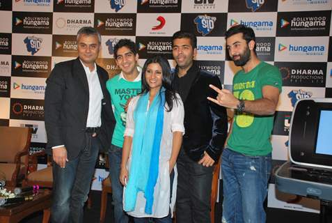 Ranbir Kapoor, Konkona Sen and Karan Johar at Wake Up Sid press meet