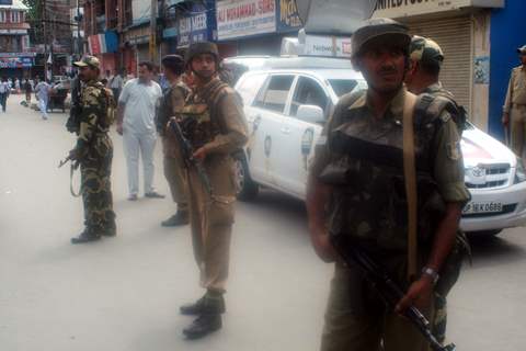 Security personnel standing guard at the shoout site