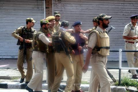 The site of the gun fight in Lal Chowk in the heart of Srinagar