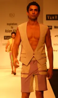 Model on the ramp for Designer Aslam Khan at India Mens Week at New Delhi