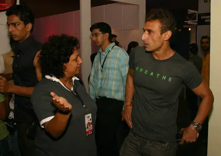 Model Rahul Dev and Ambika during the Men''s Fashion Week in New Delhi on Friday 11 Sep 2009