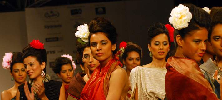 Models at the ramp during the Kolkata Fashion Week in Kolkata on 11th Sep 2009