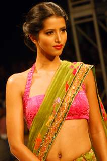 A model at the ramp display Satya Paul colloction during the Kolkata Fashion Week in Kolkata on 12th Sep 09