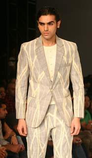 Model presenting creations of Designer Zubair Kirmani at the Van Heusen &quot;India Mens Week&quot; in New Delhi on Sunday