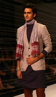 Model presenting creations of Designer Rajesh Pratap Singh at the Van Heusen &quot;India Mens Week&quot; in New Delhi on Sunday