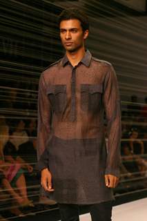 Model presenting creations of Designer Rajesh Pratap Singh at the Van Heusen &quot;India Mens Week&quot; in New Delhi on Sunday