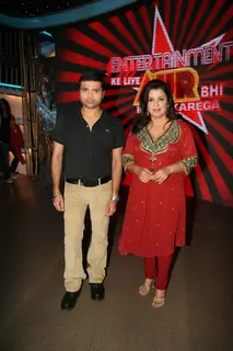 Himesh Reshammiya and Farah Khan at Entertainment Ke Liye Kuch Bhi Karega sets