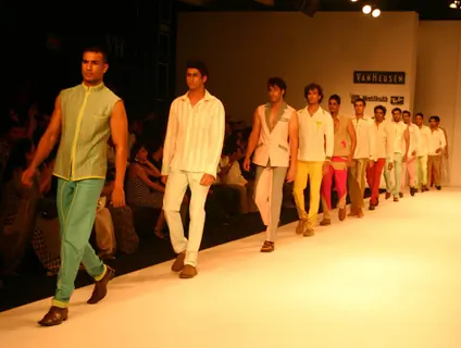 Models on the ramp for Designer Aslam Khan at India Mens Week at New Delhi
