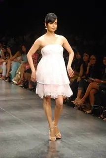 Diya Mirza at the Anita Dongre''s timeless collection for Spring/Summer 2010 at Lakme Fashion Week was a stylish nostalgic fashion odyssey