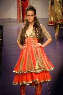 Models at the ramp of Manish Malhotra brought razzle dazzle at Lakme Fashion Week for spring/summer 2010