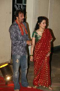 Sanjay Dutt and his wife Manyata Dutt at Mata Ki Chowki at Bandra