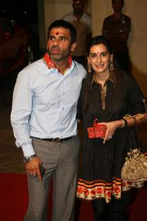 Sunil Shetty and his wife Mana at Mata Ki Chowki at Bandra