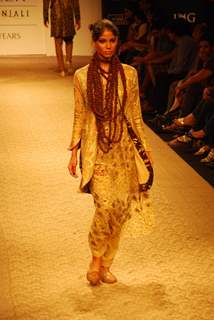 Model on the ramp of Designer Krishna Mehta at Lakme Fashion Week for spring/summer 2010