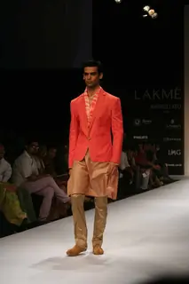 Model on the ramp for Designer Rohit and Abhishek at Lakme Fashion Week for spring/summer 2010