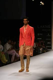 Model on the ramp for Designer Rohit and Abhishek at Lakme Fashion Week for spring/summer 2010