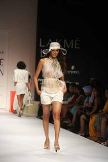 A model walks the runway at the Mandira Wink show at Lakme Fashion Week Spring/Summer 2010