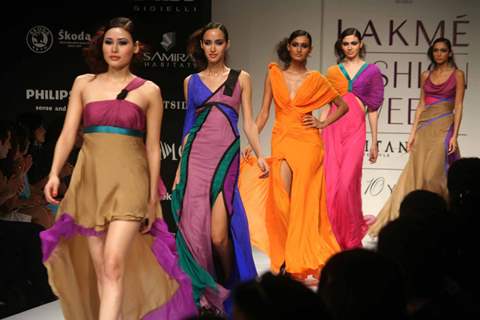 Models walk the runway at the Swapnil Shinde show at Lakme Fashion Week Spring/Summer 2010