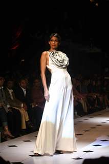 A model walks the runway at the Gauri and Nainika show at Lakme Fashion Week Spring/Summer 2010