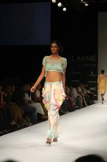 A model walks the runway at the Chaitanya Rao show at the Lakme Fashion Week Spring/Summer 2010 Day 5, in Mumbai