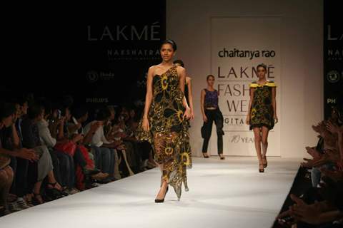 A model walks the runway at the Chaitanya Rao show at the Lakme Fashion Week Spring/Summer 2010 Day 5, in Mumbai