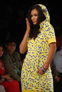 A model walks the runway at Narendra Kumar show at the Lakme Fashion Week Spring/Summer 2010 Day 5, in Mumbai