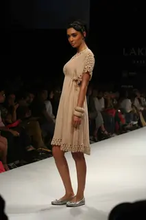 A model walks the runway at Preeti Chandra show at the Lakme Fashion Week Spring/Summer 2010 Day 5, in Mumbai