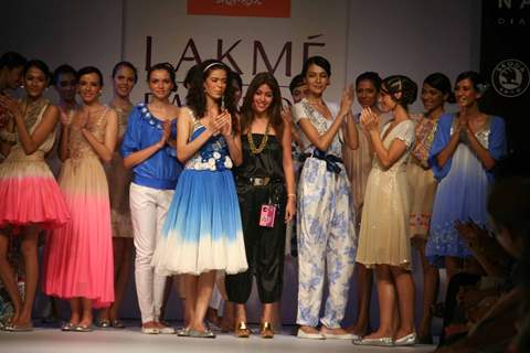 Models walks the runway at Preeti Chandra show at the Lakme Fashion Week Spring/Summer 2010 Day 5, in Mumbai