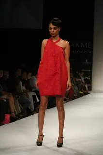A model walks the runway at Rimzim Dadu show at the Lakme Fashion Week Spring/Summer 2010 Day 5, in Mumbai