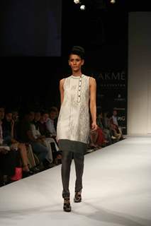 A model walks the runway at Rimzim Dadu show at the Lakme Fashion Week Spring/Summer 2010 Day 5, in Mumbai