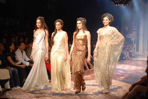 Models walks the runway at Tarun Tahiliani show at the Lakme Fashion Week Spring/Summer 2010 Day 5, in Mumbai